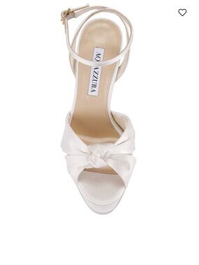 Aquazzura Cupid Plateau 130 White Knotted Satin Platform Ankle-Strap Sandals.